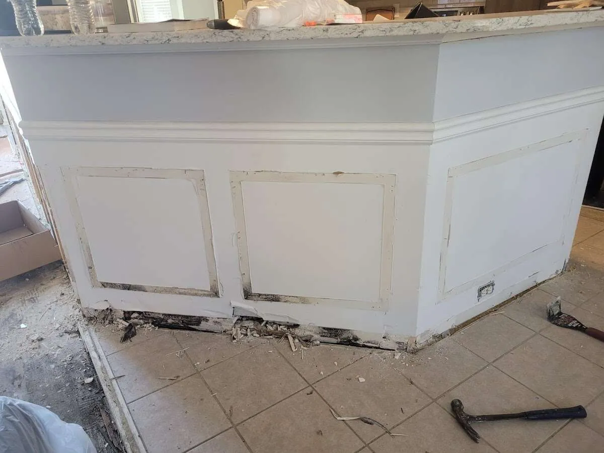 Water damage and mold on kitchen during Burst Pipe Cleanup in Mammoth Lakes